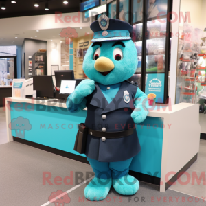 Teal Police Officer mascot...