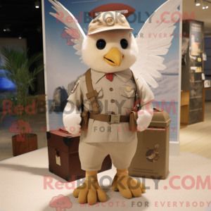 Beige Dove maskot kostume...
