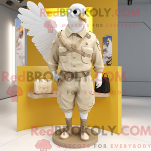 Beige Dove maskot kostume...
