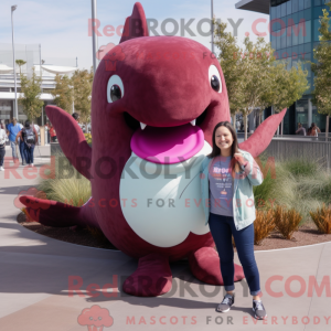 Maroon Narwhal mascot...