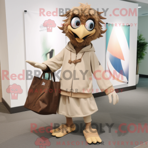 Tan Harpy maskot kostume...