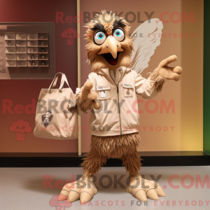 Tan Harpy maskot kostume...