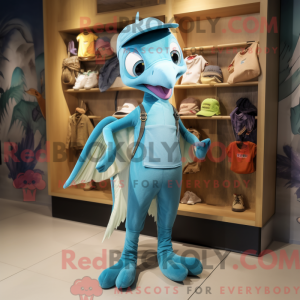 Cyan Pterodactyl mascot...