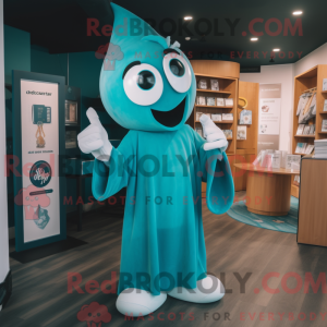 Teal Ghost mascottekostuum...