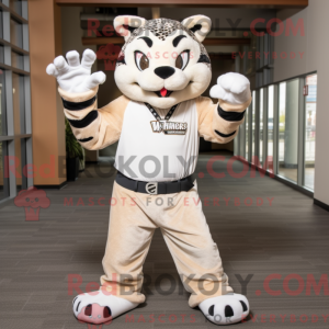 Cream Bobcat mascot costume...