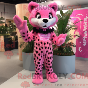 Pink Leopard maskot kostume...