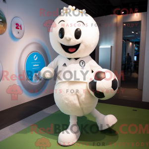 Hvid fodbold maskot kostume...