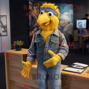 Gul krage maskot kostume...