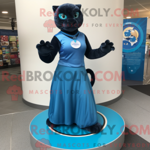 Blue Panther maskot kostume...