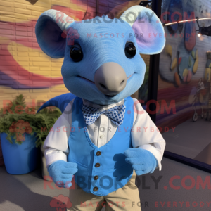 Sky Blue Armadillo mascot...