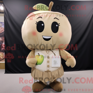 Beige Apple mascot costume...