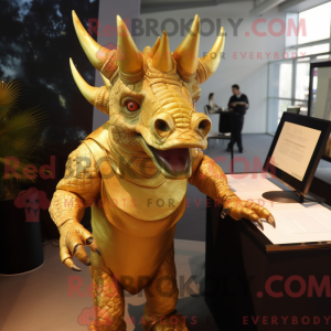 Gold Triceratops mascot...