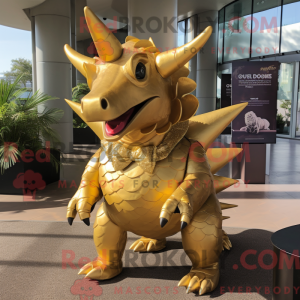 Gold Triceratops mascot...