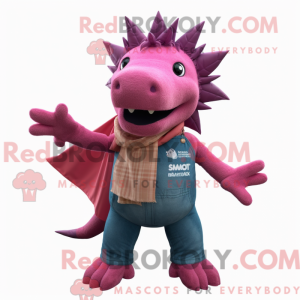 Magenta Stegosaurus maskot...