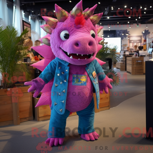 Magenta Stegosaurus maskot...