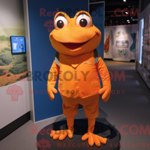 Orange Frog maskot kostume...