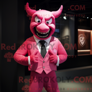 Pink Devil mascot costume...