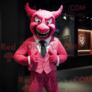 Rosa Devil-maskotdraktfigur...