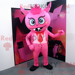 Pink Devil maskot kostume...