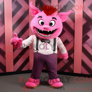 Pink Devil mascot costume...