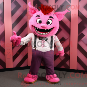 Pink Devil maskot kostume...