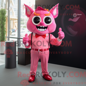 Pink Devil maskot kostume...