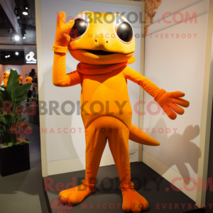 Orange Frog mascot costume...