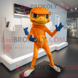 Orange Frog mascot costume...
