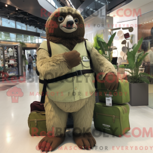 Olive Giant Sloth mascot...