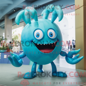 Cyan Crab maskotdraktfigur...