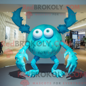 Cyan Crab mascot costume...