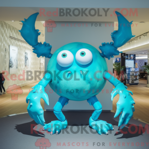 Cyan Crab maskotdraktfigur...