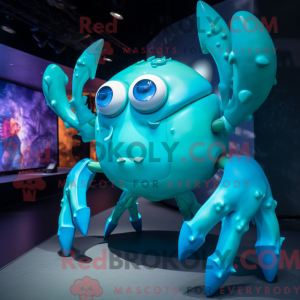 Cyan Crab mascot costume...
