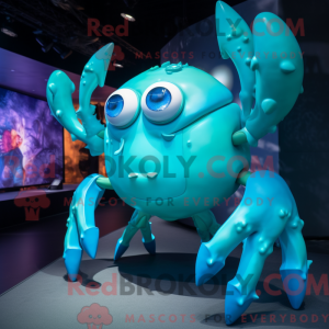 Cyan Crab maskot kostume...