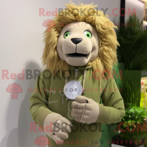 Olive Lion maskot kostume...