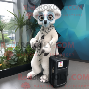 Hvid Lemur maskot kostume...