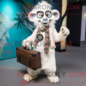 Witte maki mascottekostuum...