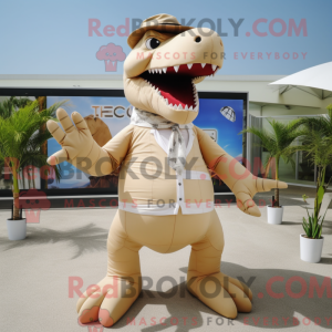 Beige T Rex mascottekostuum...