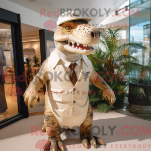 Beige T Rex maskot kostume...