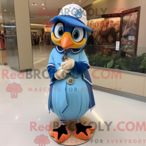 Peach Blue Jay mascot...