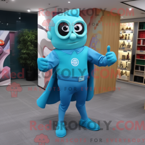 Cyan Superhelte maskot...
