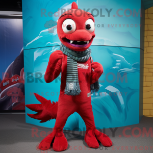Rød Barracuda maskot...