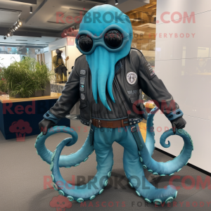 Cyan Kraken Maskottchen...