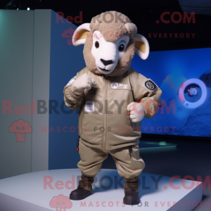 Beige Ram-maskotdraktfigur...