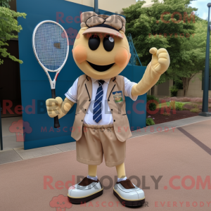 Tan Tennis Racket mascot...