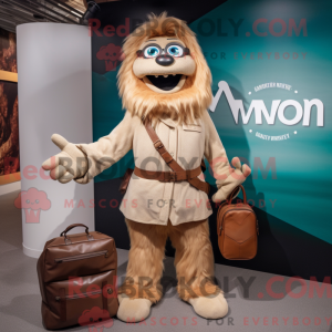 Tan Momentum maskot kostume...