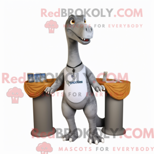 Grå Brachiosaurus maskot...