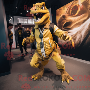 Gold Utahraptor mascot...