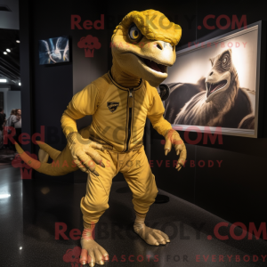 Gold Utahraptor mascot...