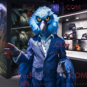 Blå Harpy maskot kostume...